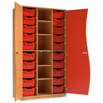 Wellentürenschrank, 190 cm hoch, 105x50 cm (B/T), Tür rechts rot, Wellentürenschrank, 190 cm hoch, 105x50 cm (B/T), Tür rechts rot,
